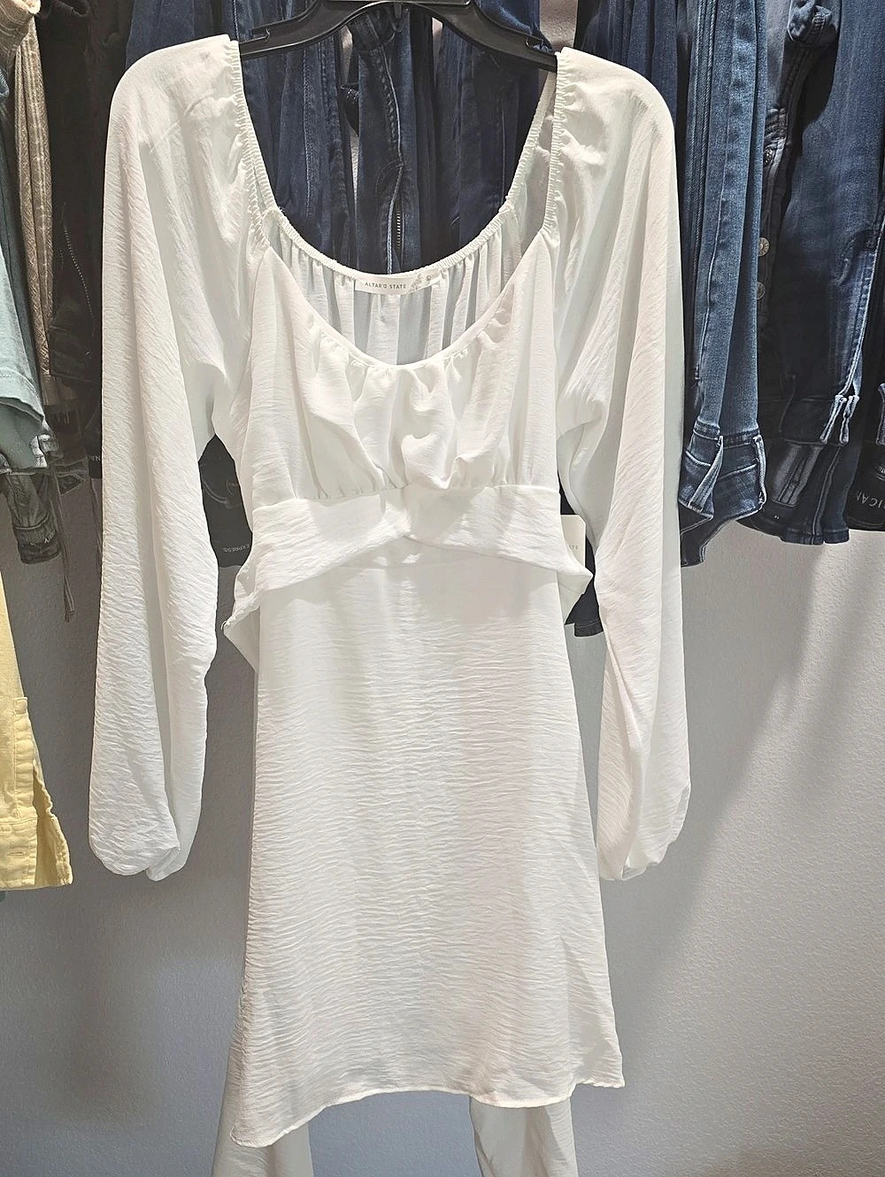 Altered State White Long Sleeve Mini Dress NWT